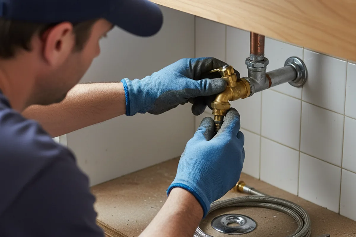 Shutoff valve and fitting work during Burst Pipe Repair in Warren
